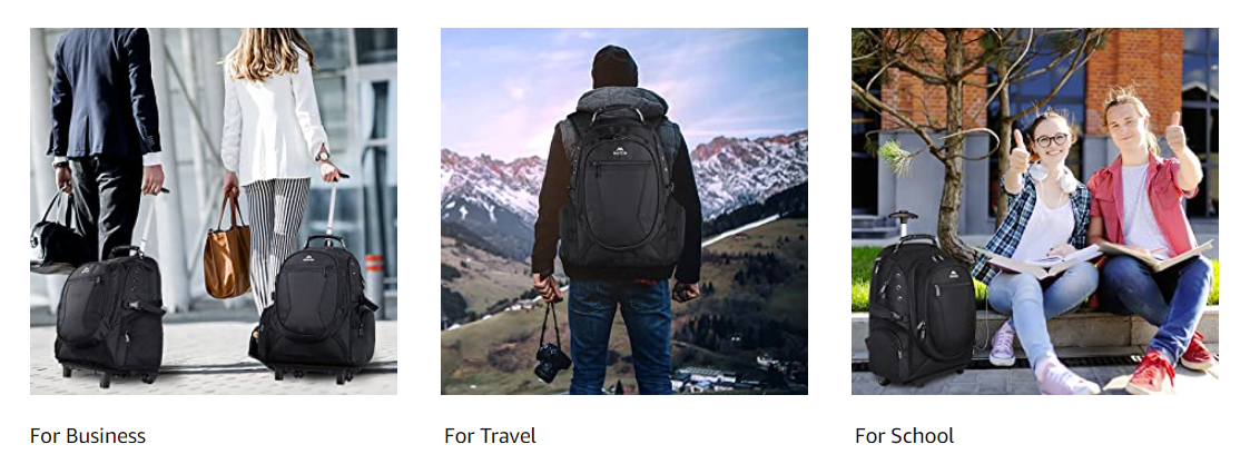 Matein Roller Bookbag-wheeled backpack