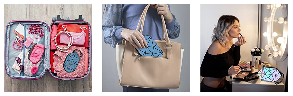 Matein Luminous Geometric Cosmetic Travel Bag 3Pcs-travel makeup bag