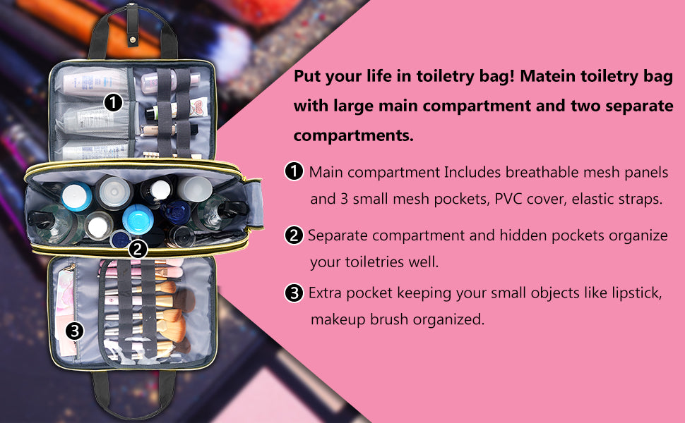 Matein Women Toiletry Bag 2 PCS-makeup bag