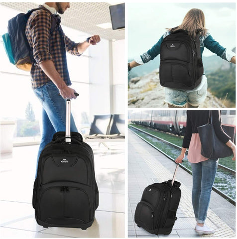 Wheeled Rolling Latptop Waterproof Large Backpacks for College|Matein 