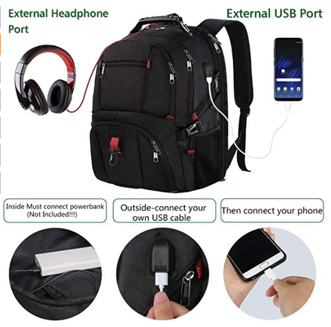 der beste Laptop-Rucksack für unterwegs mit Kopfhörerloch und USB-Ladeanschluss