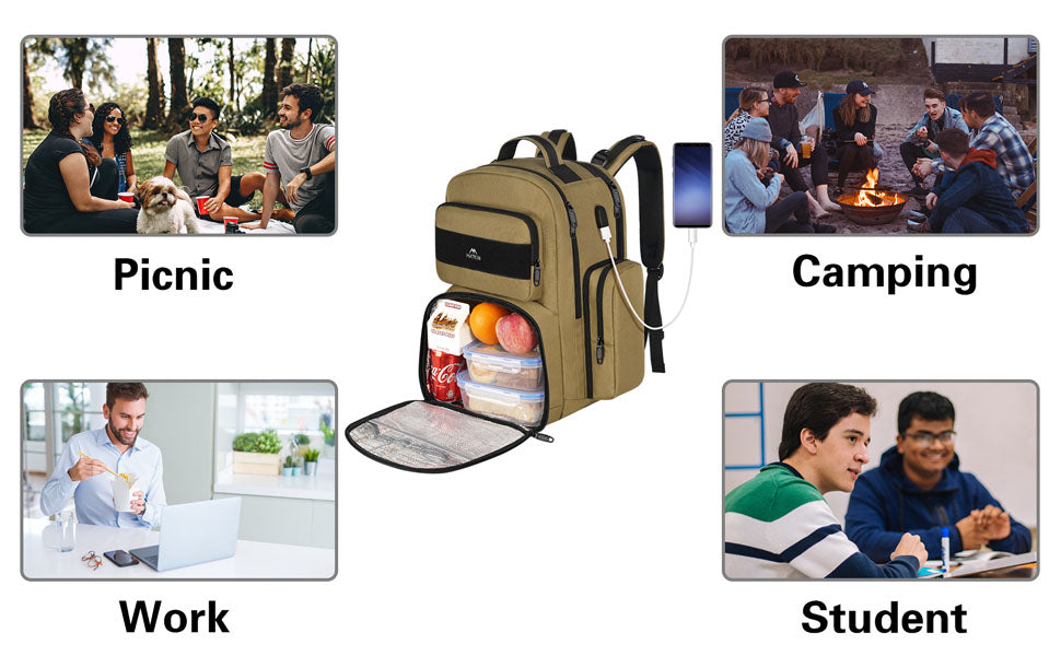Matein heavy duty backpack with lunch box - lunch backpack