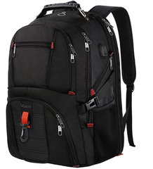 Travel Backpack for International Travel, 17 Inch Laptop Backpack with USB Port and Luggage Strap for Women and Men, Extra Large TSA Friendly Water Resistant Business Computer Bag for Airplane
