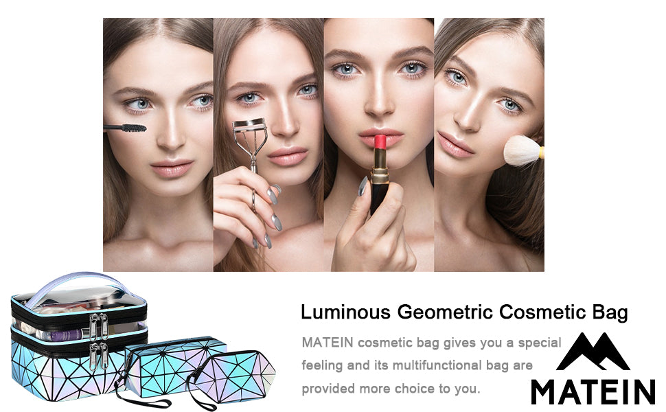 Matein Luminous Geometric Cosmetic Travel Bag 3Pcs-travel makeup bag