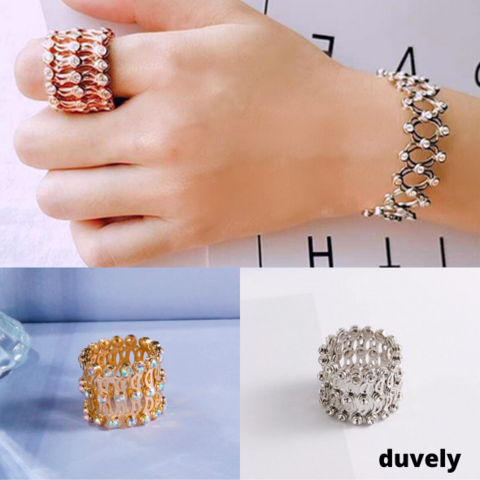 2 In 1 Magic Retractable Ring Bracelet Creative Stretchable Twist Folding  Ring Crystal Rhinestone Bracelets Women Jewelry Gift(white) | Fruugo AE