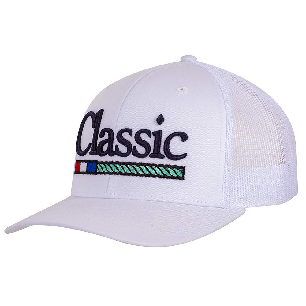 Classic White Large Embroidered Logo Cap