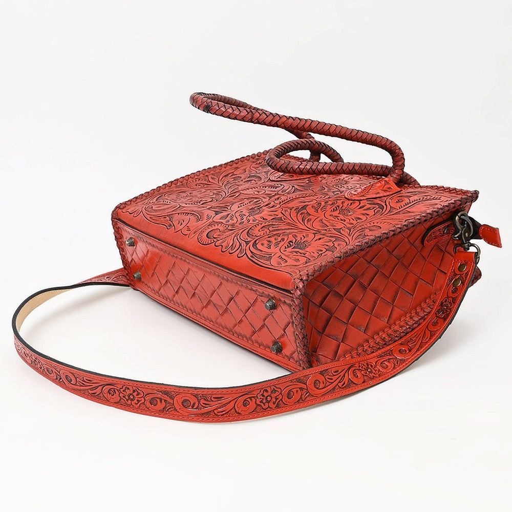 American Darling Red Tooled Leather Tote