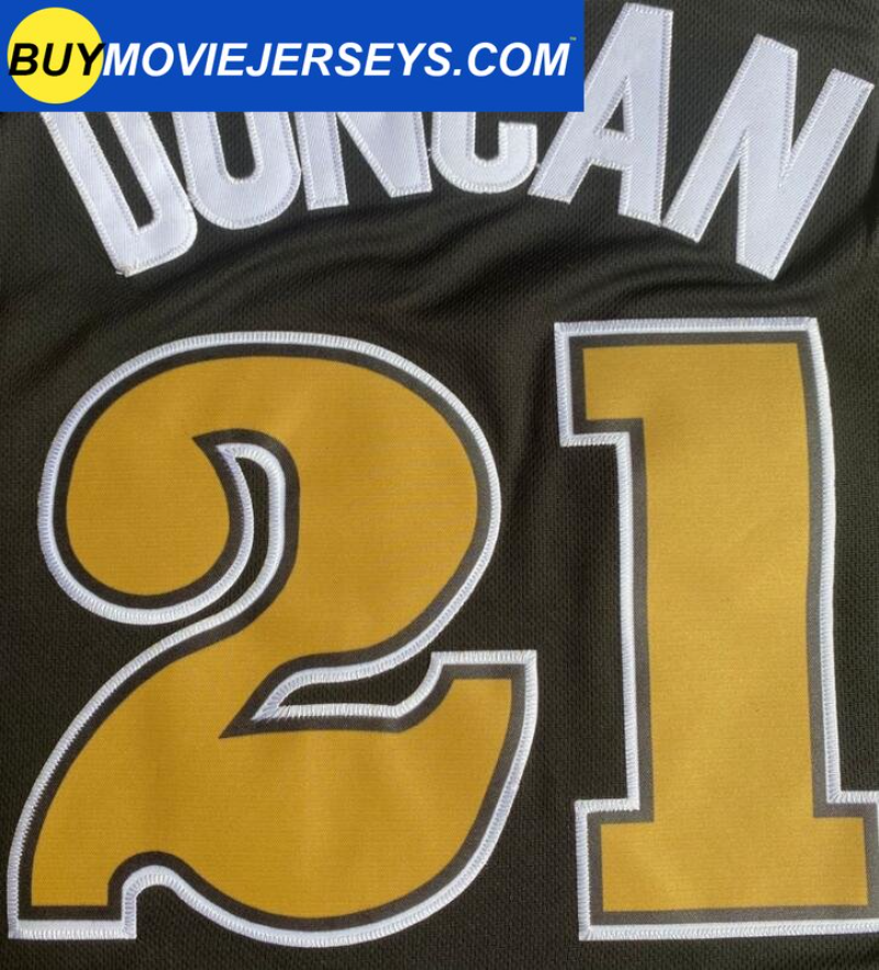 Tim Duncan #21 Wake Forest Basketball Jersey College BLACK/WHITE/YELLOW