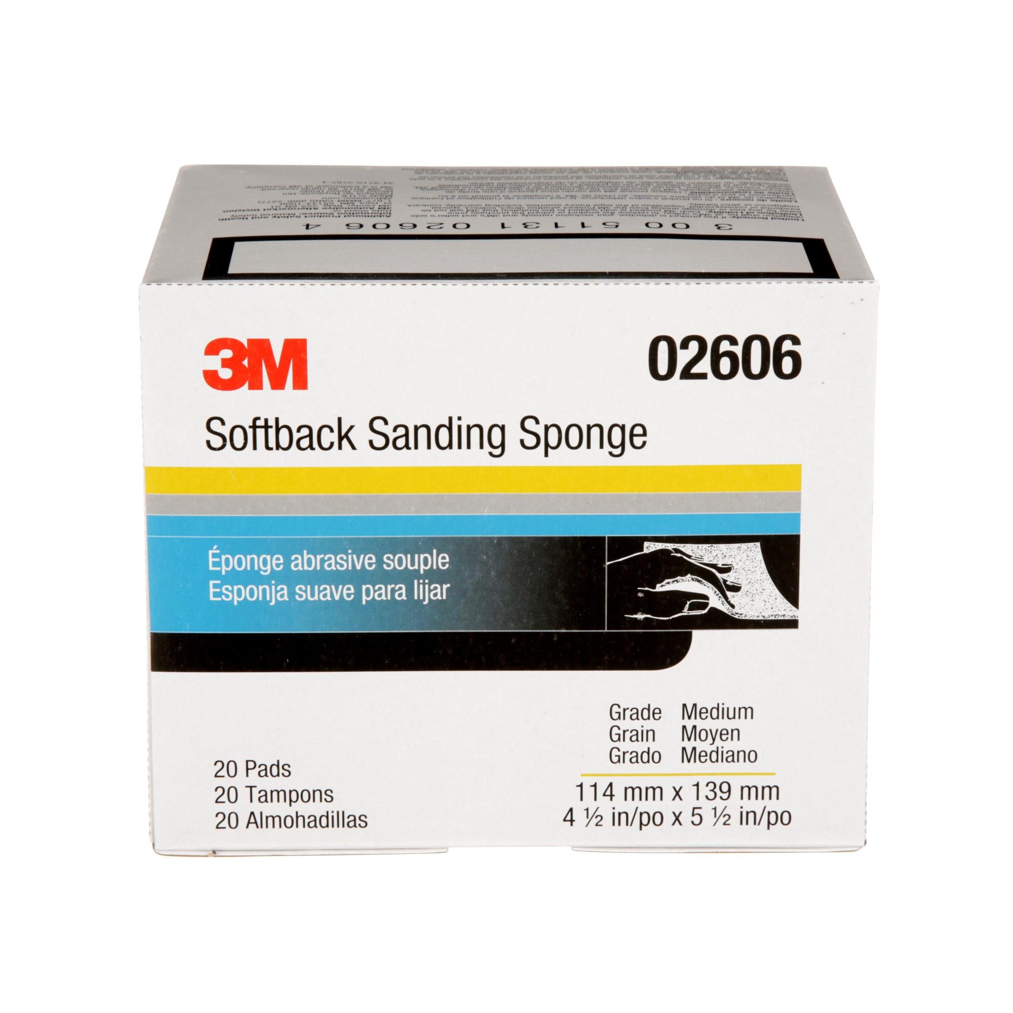 3M Softback Sanding Sponge 02606, 4-1/2 in x 5-1/2 in, (115mm x
140mm), Medium