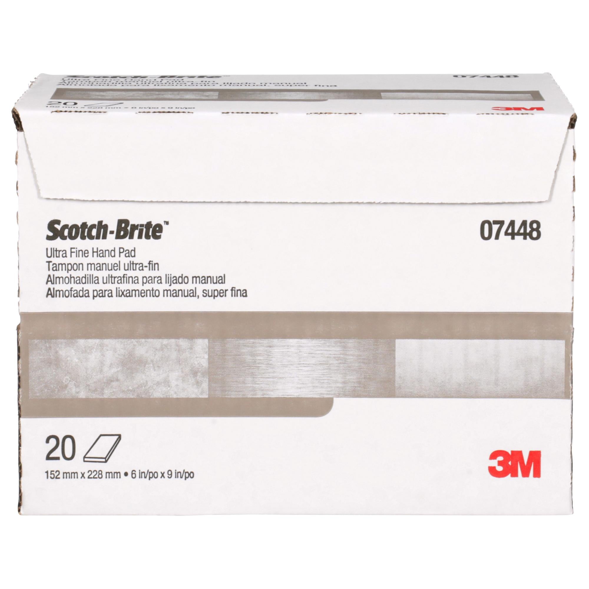 Scotch-Brite Hand Pad 7448, HP-HP, SiC Ultra Fine, Gray, 6 in x 9 in,
20/Carton