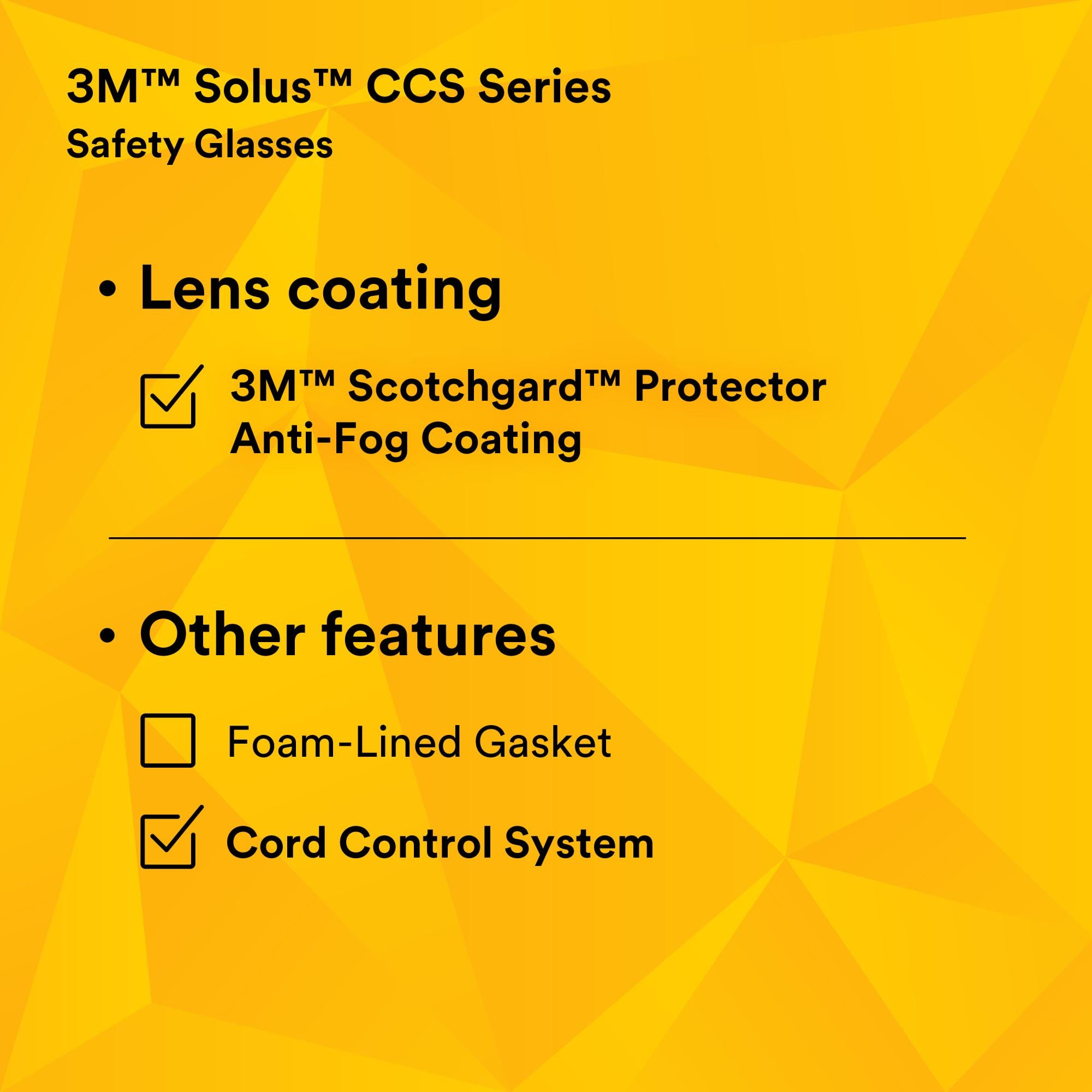 3M Solus CCS Series, SCCS02SGAF-GRN, Scotchgard Anti-Fog Coating