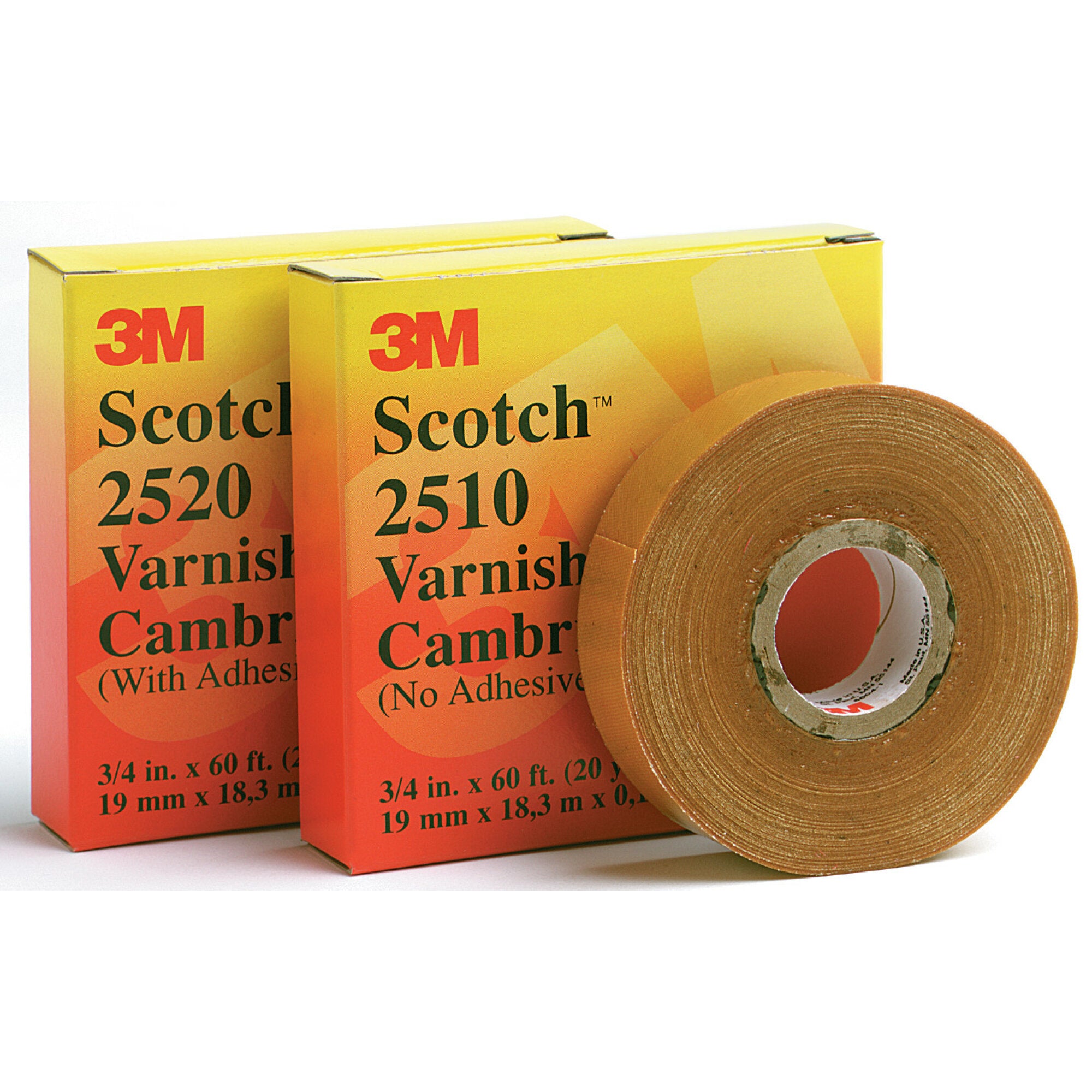 Scotch? Varnished Cambric Tape 2510, 1-1/2 in x 36 yd, Yellow