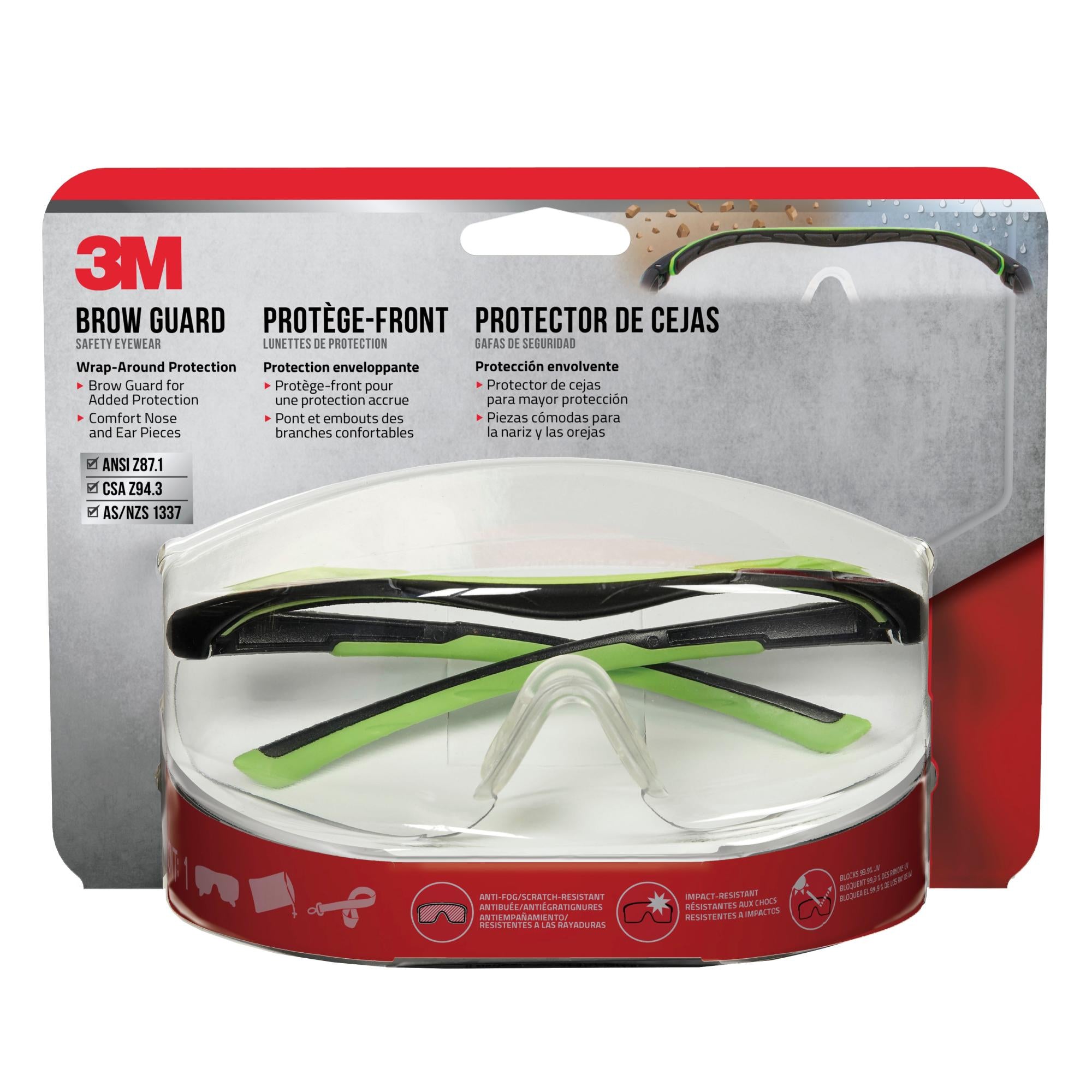 3M Performance Safety Eyewear Sports Inspired Design 47100-WZ4 , Clear, Anti-Fog