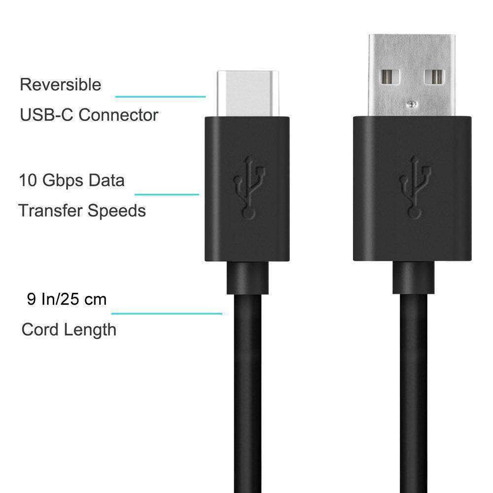 AMZER Type A to USB Type C Reversible Super Speed Fast Data Sync & Charging Cord - 0.82ft