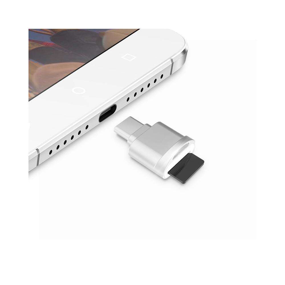 AMZER USB Type-C 3.1 to Micro SD Card (TF Card) Reader Adapter OTG Function - Silver