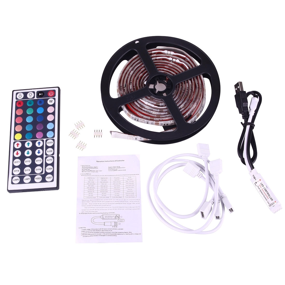 4 x 50cm USB TV Rope Light, 3W IP65 Waterproof 30 LEDs SMD 5050 With 44-keys Remote Controller