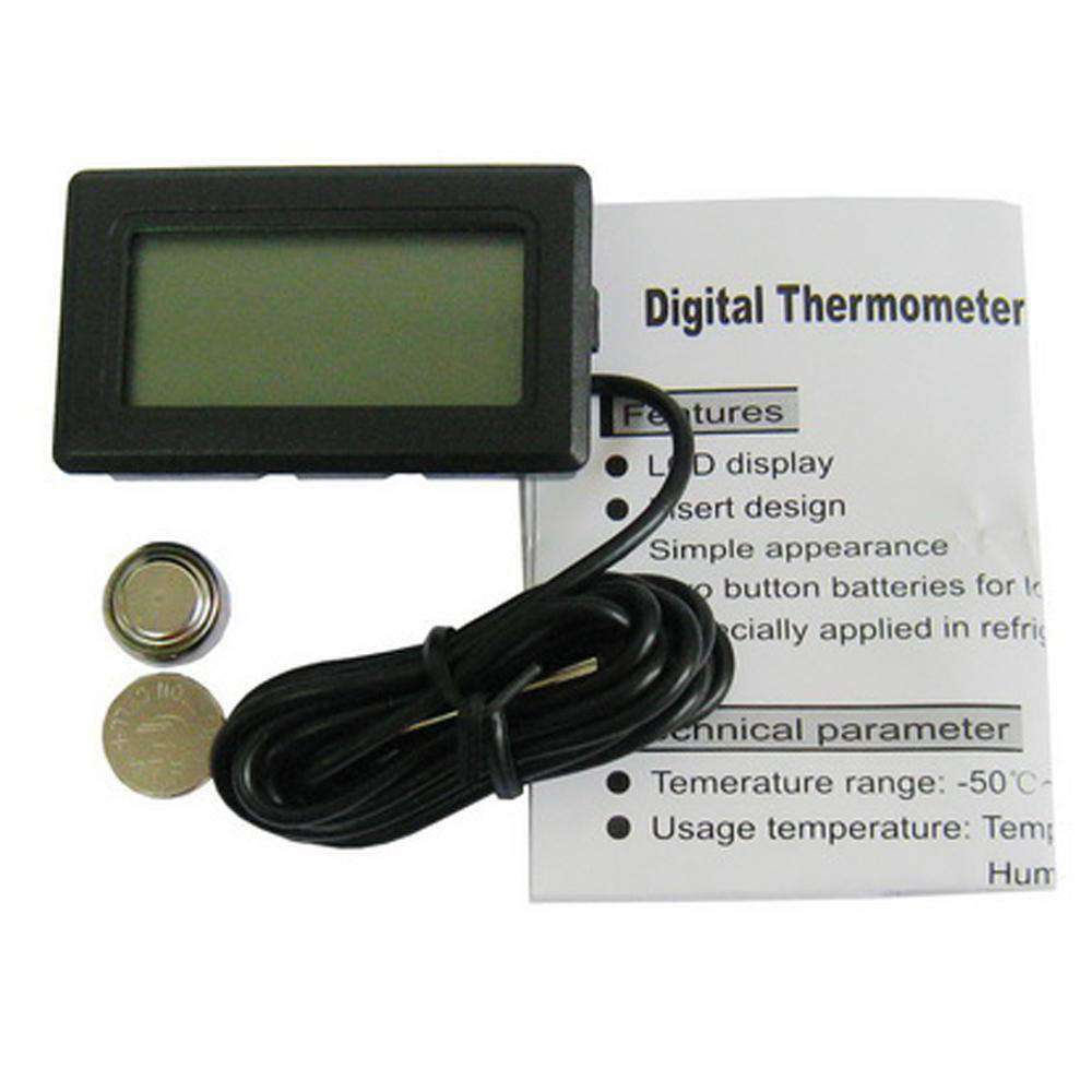 Mini LCD Digital Thermometer for Fridge Freezer, Insert Size 46mm x 26.6mm - Black