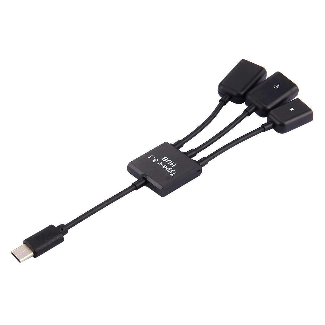 AMZER? 17.8cm 3 Ports USB Type-C 3.1 OTG Charge HUB Cable - Black