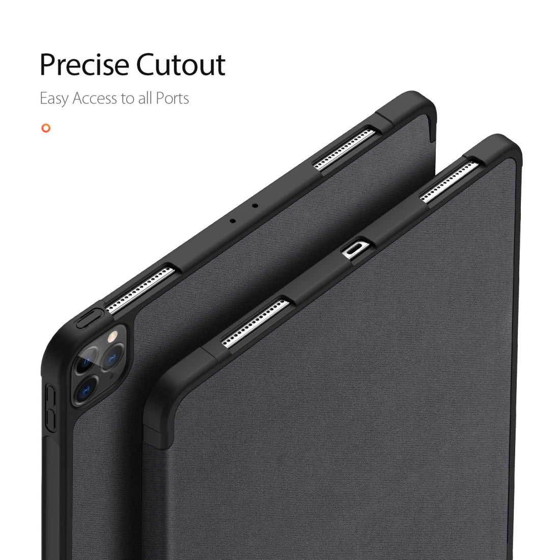 AMZER Horizontal PU Leather Case With Three-folding Holder & Pen Slot for iPad Pro 12.9 (4th/5th Gen) - Black