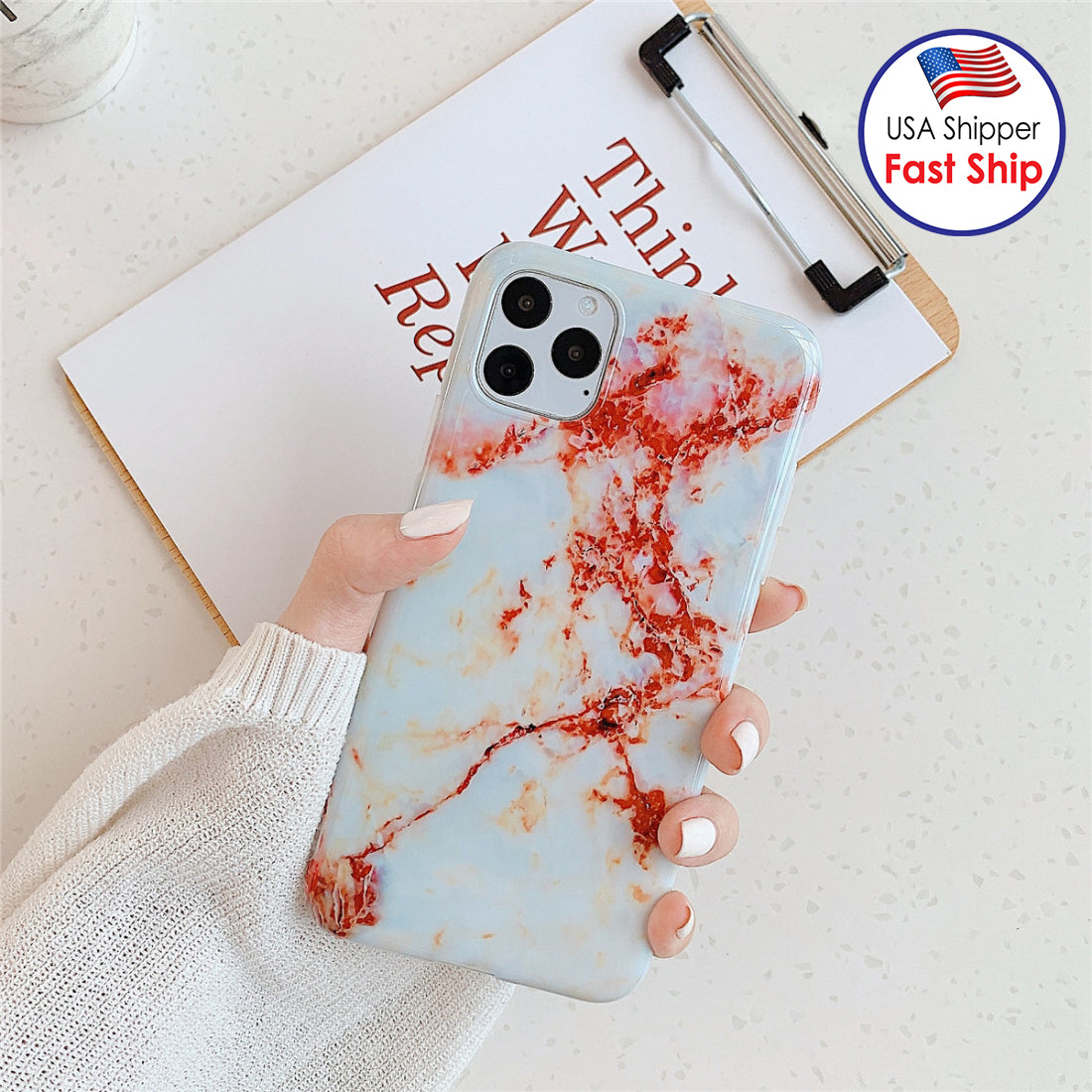 AMZER Marble IMD Soft TPU Protective Case for iPhone 11