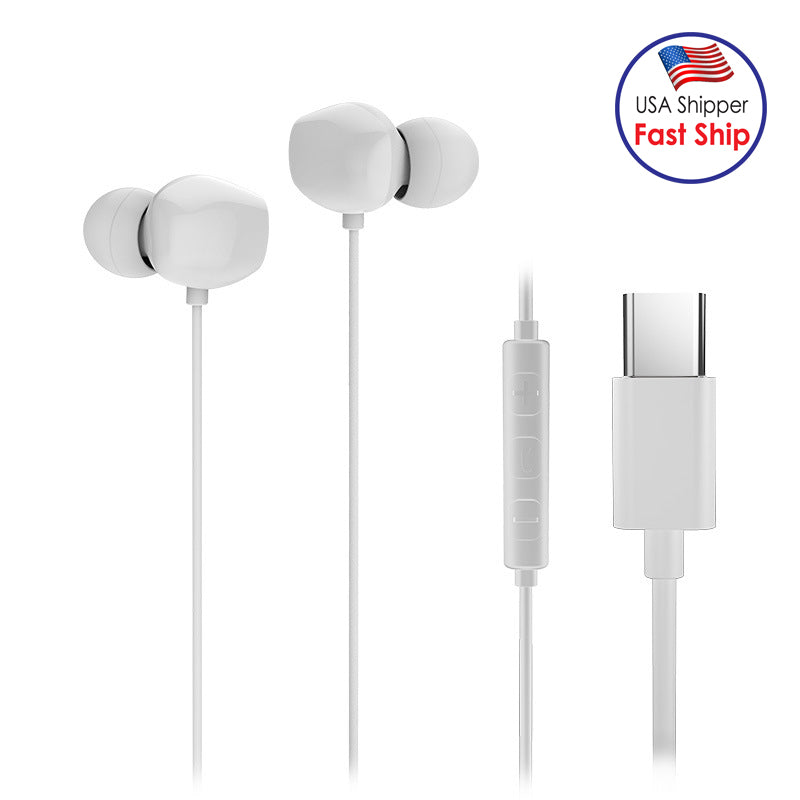 AMZER USB-C/Type-C Interface in Ear Wired Mega Bass Earphone with Mic - White