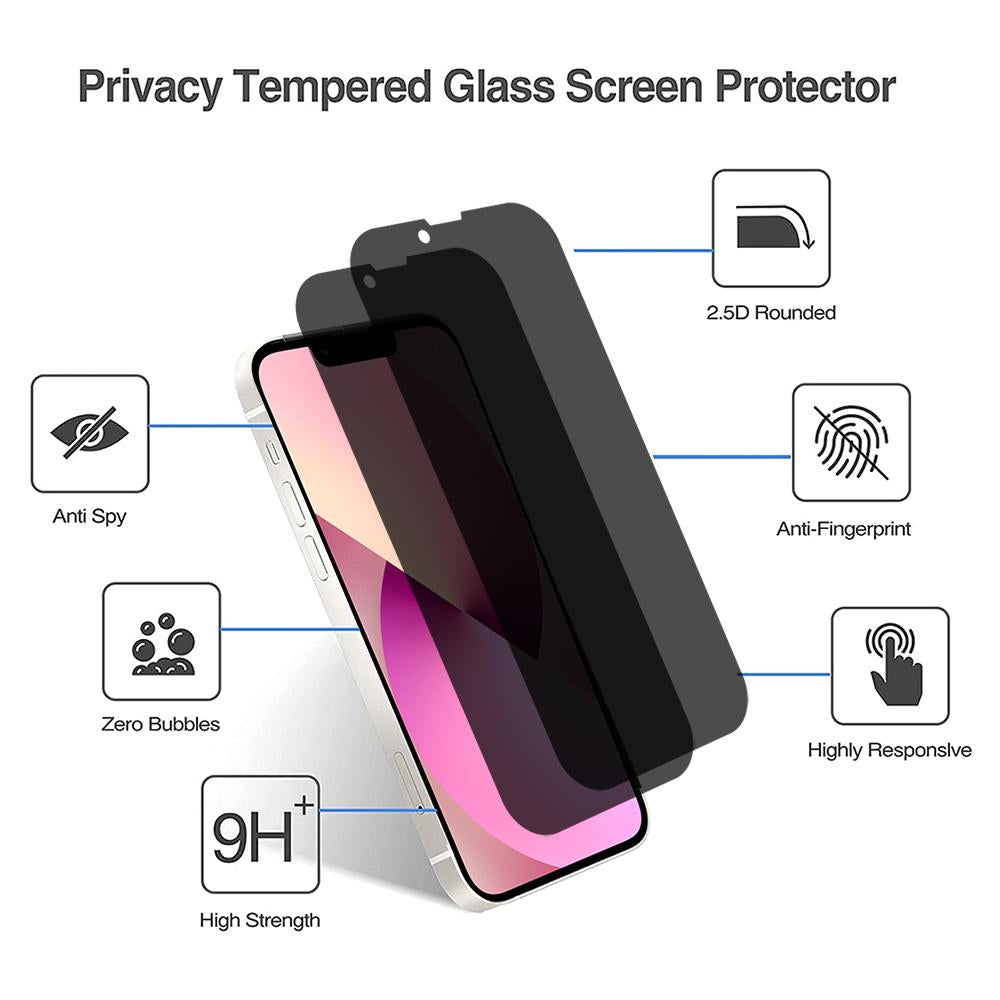 AMZER Privacy Tempered Glass Screen Protector for iPhone 13 Pro Max with Easy Install Kit (pack of 2)
