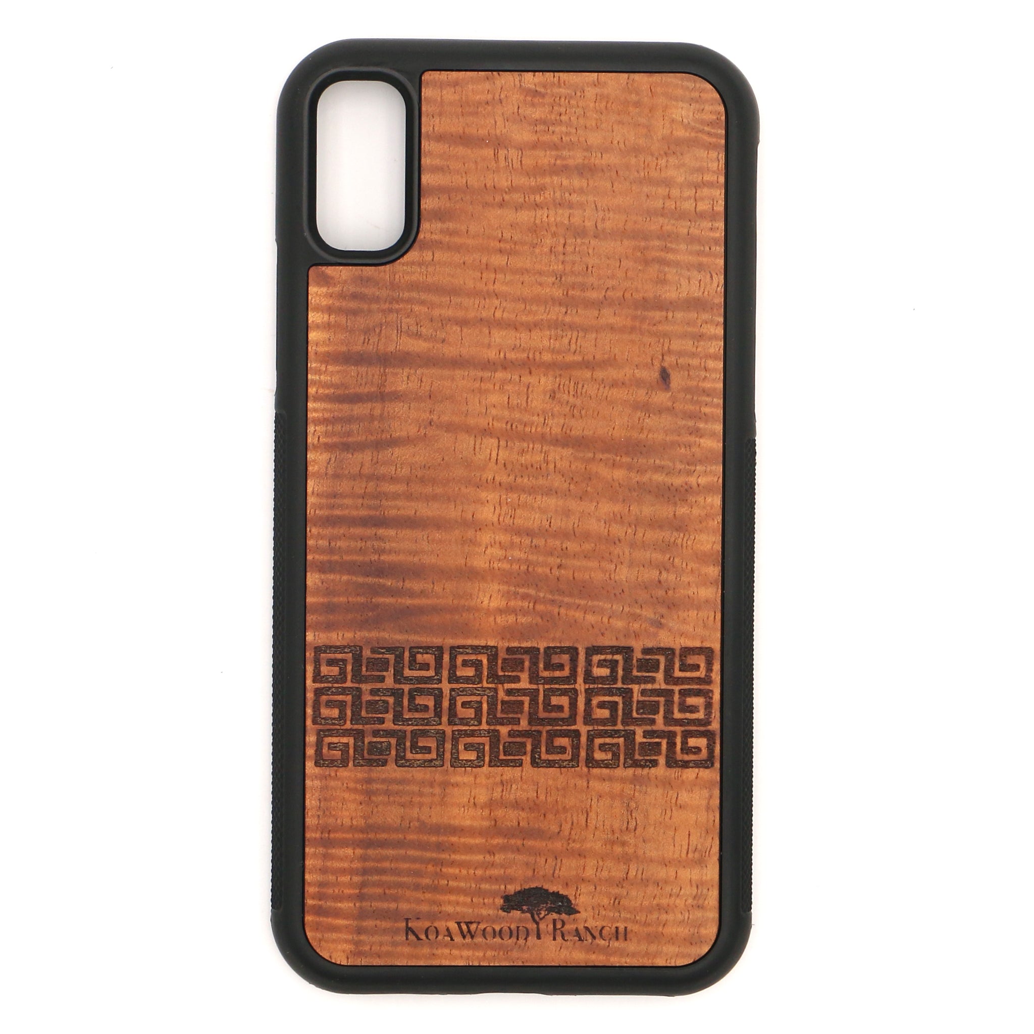 Koa Wood Phone Case Tribal Stripe Design