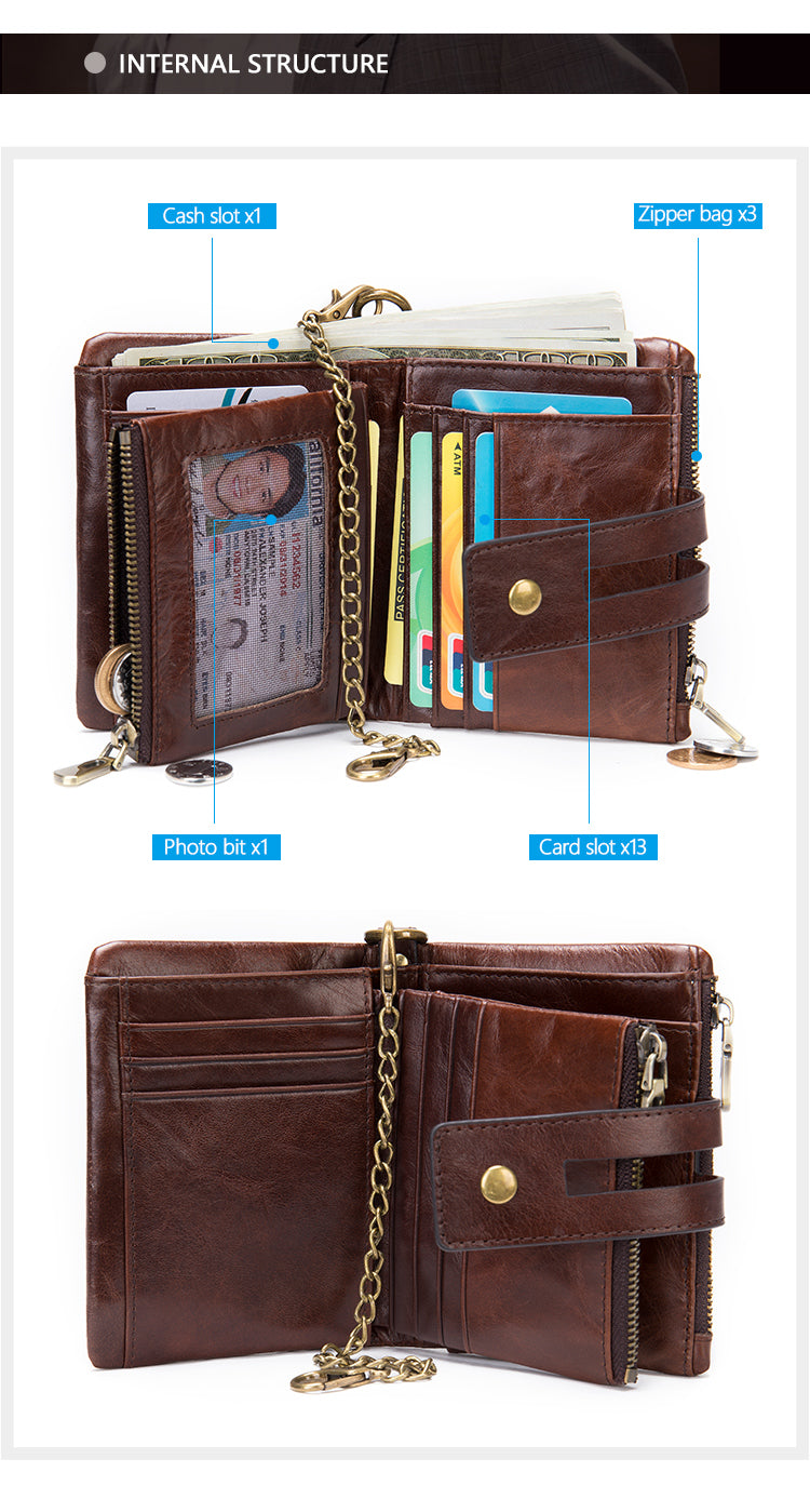 Genuine Leather Purses With Zip Coin Pocket Leather Wallet And Card Holder Wallets