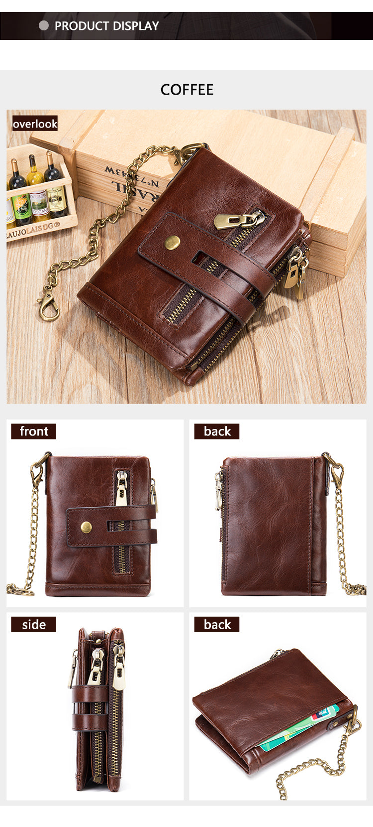 Genuine Leather Purses With Zip Coin Pocket Leather Wallet And Card Holder Wallets