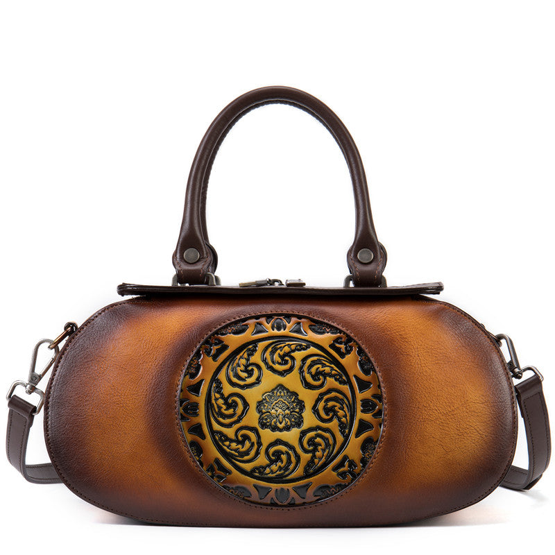 Vintage Genuine Crazy Horse Leather top handle bags for Women