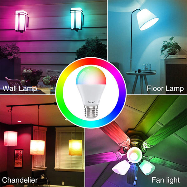 Smart Light Bulb 6 Pack Works with Alexa, LED WiFi Light Bulbs E26, Color Changing Dimmable RGBW Bulb with Music Synchronized, App Remote Control