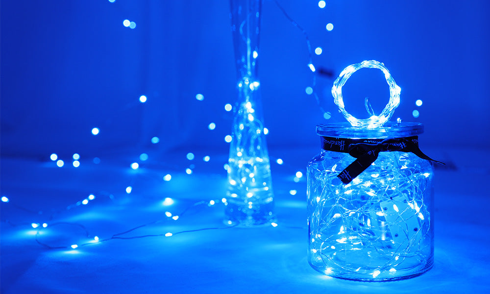 Onforu Ip67 Blue Led String Fairy Light Battery Operated Silver String Wire Lights Onforu Ip67 Blue Led String Fairy Light Battery Operated Silver String Wire Lights
