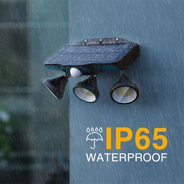 LED Solar Motion Sensor Light, 2000LM IP65 Waterproof Solar Wall Light with 3 Adjustable Heads, 2Pack 3000mAh Solar Flood Light with 3 Modes.