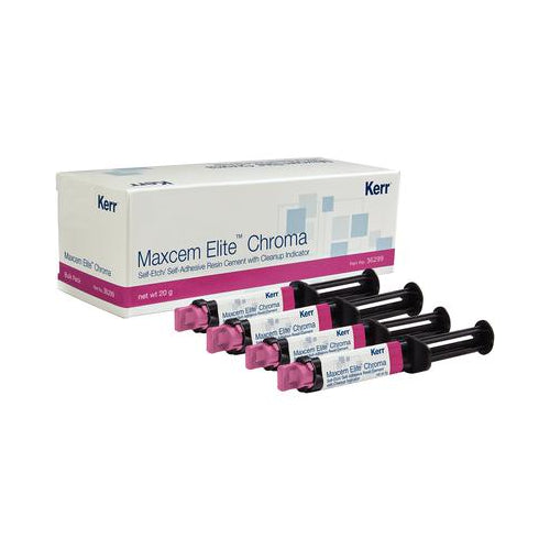 Kerr Dental 36371 Maxcem Elite Chroma Resin Cement Syringes Clear 4/Pk 5 Gm 36299 EXP Nov 2024