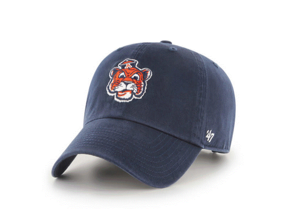 Auburn Tigers - Vin Navy Clean Up with No Loop Label Clean Up All Hat, 47 Brand