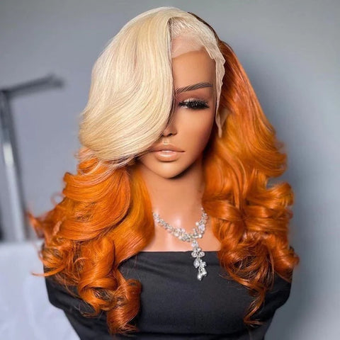 Blonde root ginger wig