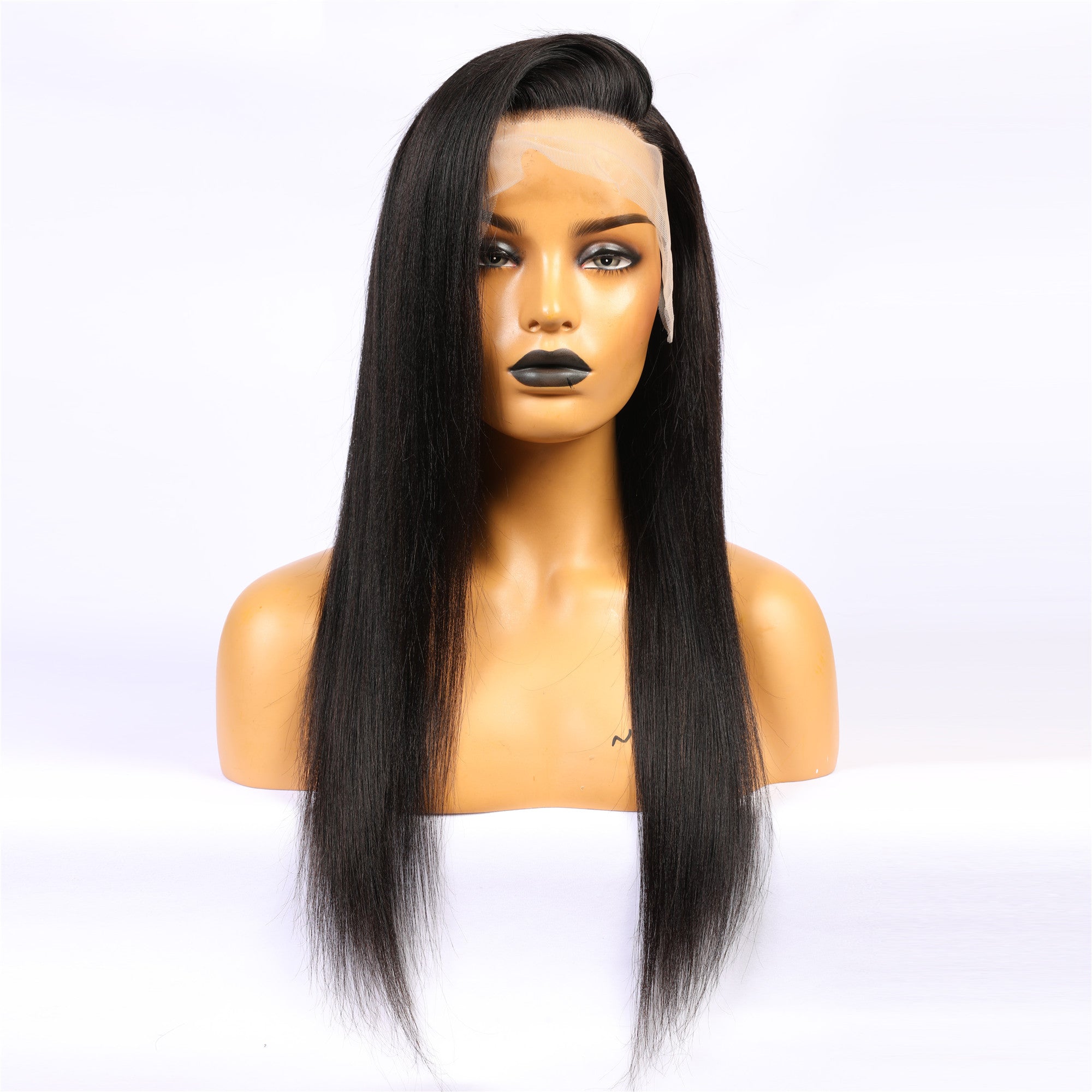 Peruvian Black Color Hair Straight Lace Front Wig
