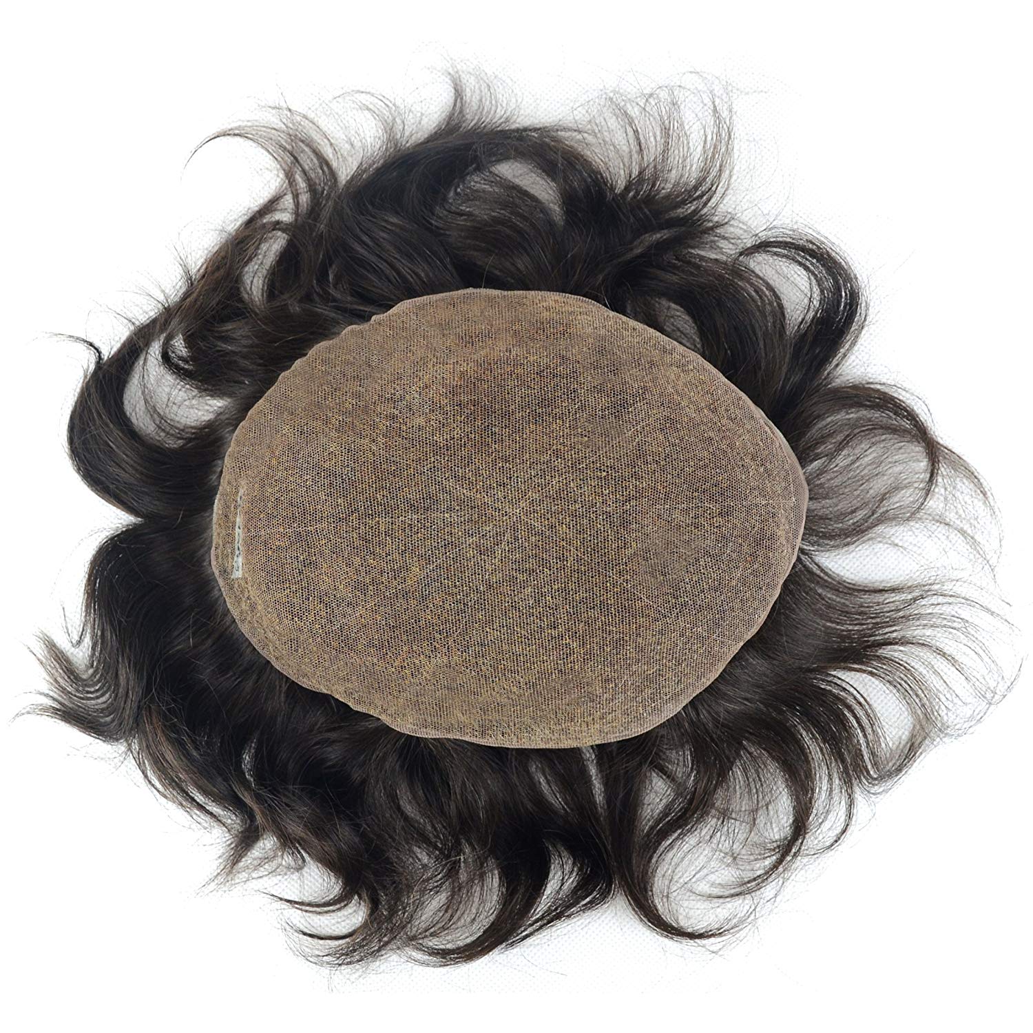 European Virgin Hair Dark Brown Full Lace Base Hair Pieces for Men