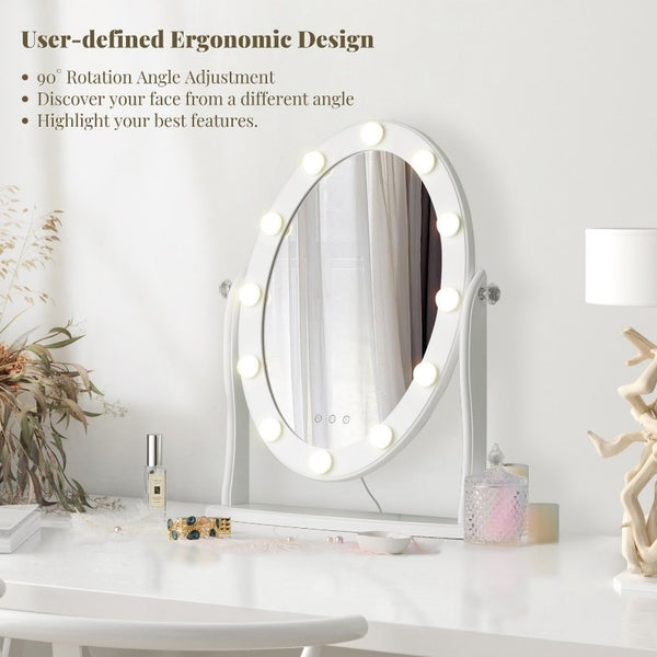 Starry 8 Round Hollywood Mirror 12 Touch Control LED Lights adjustable angel