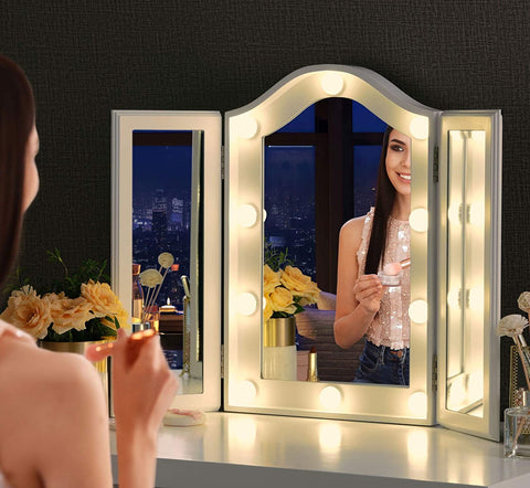 Luxfurni Starry 5 Tri-fold makeup vanity mirror with LED lights