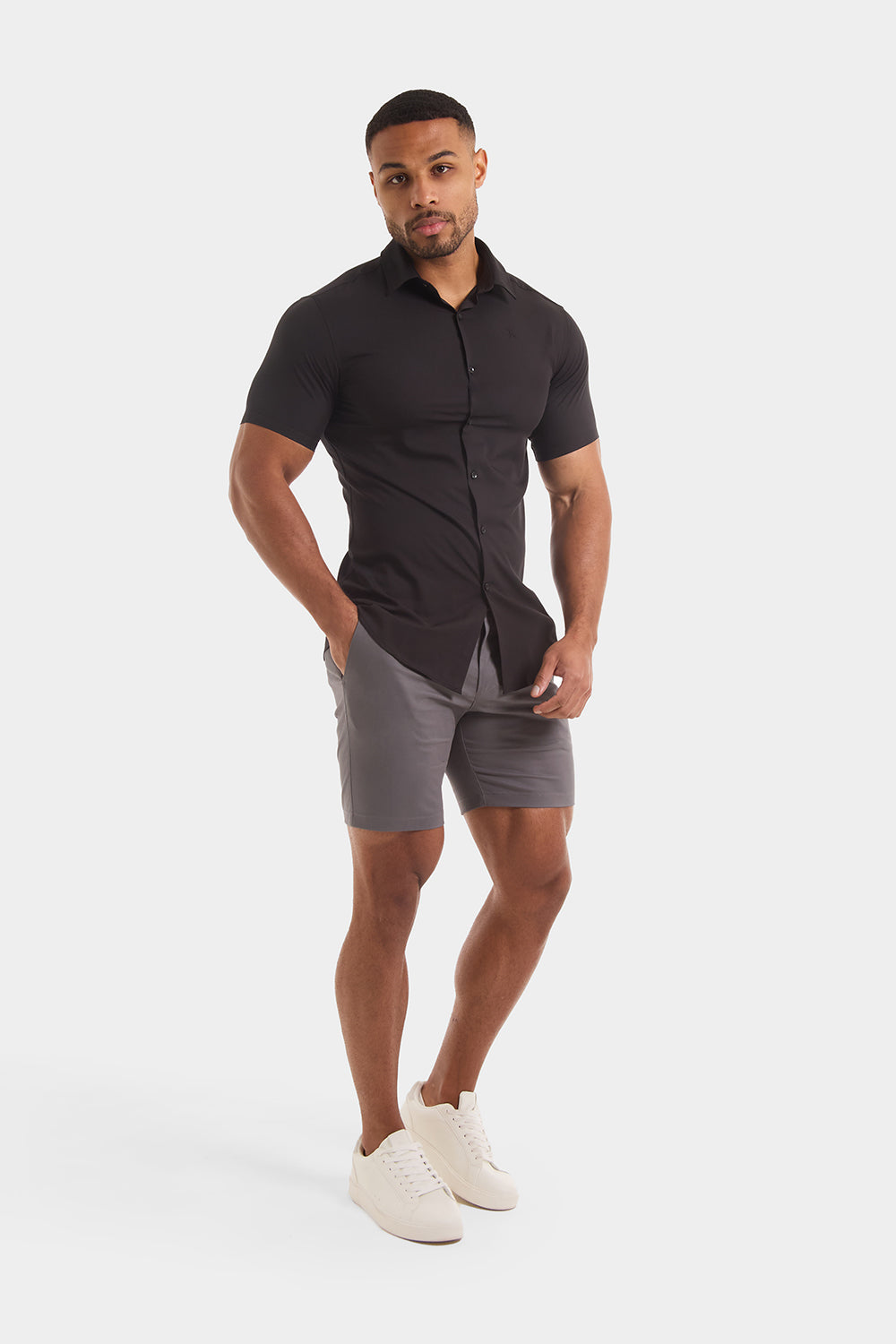Athletic Fit Short Sleeve Bamboo Shirt in Black