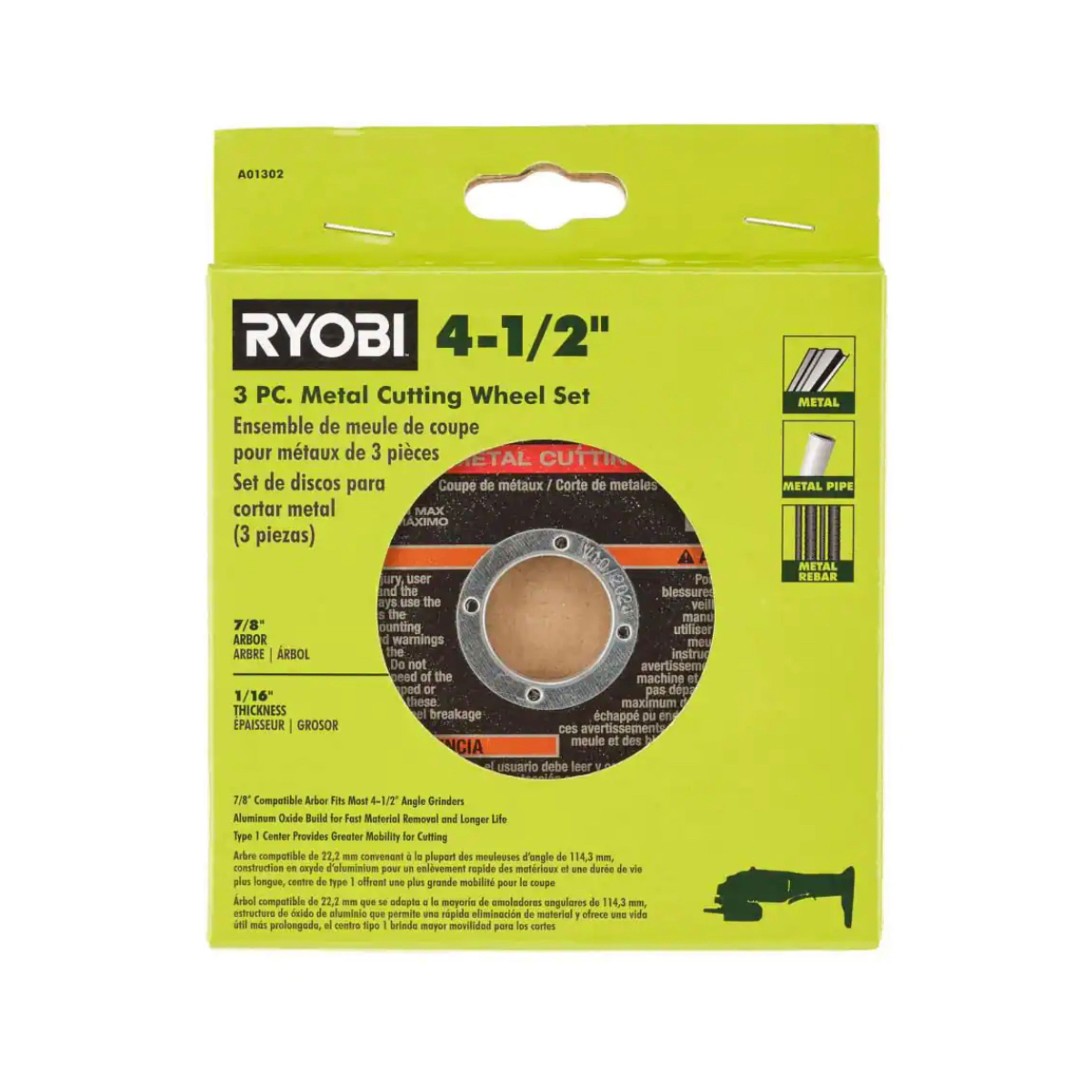 RYOBI 4-1/2 in. Metal Cutting Wheel (3-Piece)