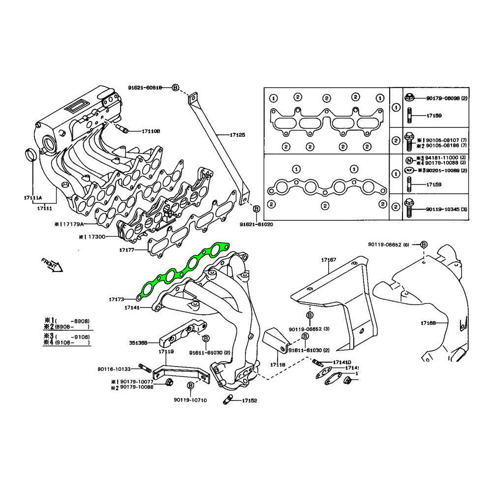 Gasket, Exhaust Manifold To Head Toyota Corolla 84-89 OEM Genuine 17173-16011