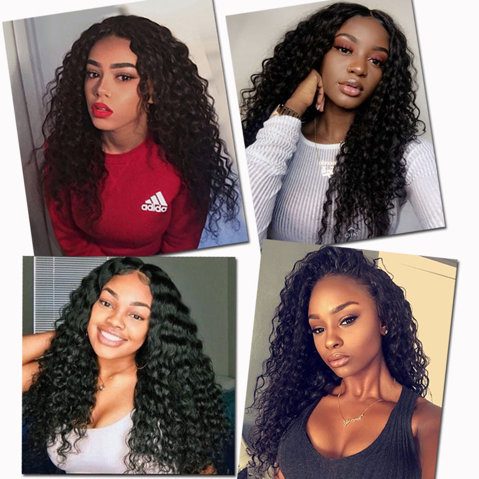 Deep Wave Pre Plucked 150% 180% Brazilian Remy Human Hair Wigs for Women