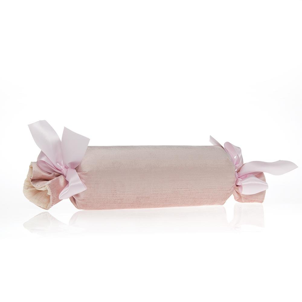 Anastasia Cream Pillow - Roll (Pink Velvet)