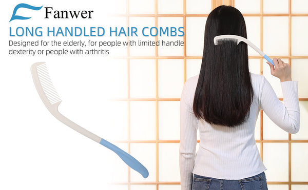 15-inch long-handle comb for elderly suffered from arthritis or mobility difficulties, img in the txt