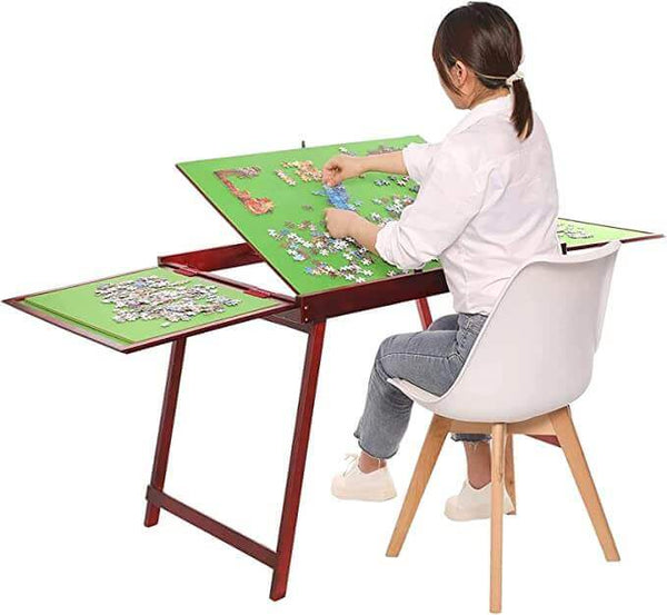 Jumbl jumbl 1000-piece puzzle table w/cover, 23 x 31 jigsaw puzzle board  w/legs 6 removable storage & sorting drawers