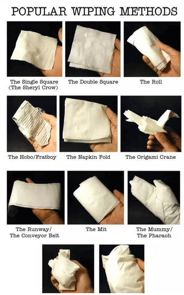 the Most Correct Way of Butt Wiping after Pooping, folding toilet rolls