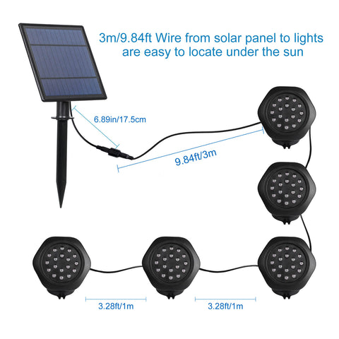 T-SUN 5 heads RGB Solar Powered Pond Lights