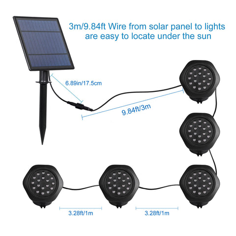 T-SUN 5-Köpfe RGB solarbetriebene Teichbeleuchtung